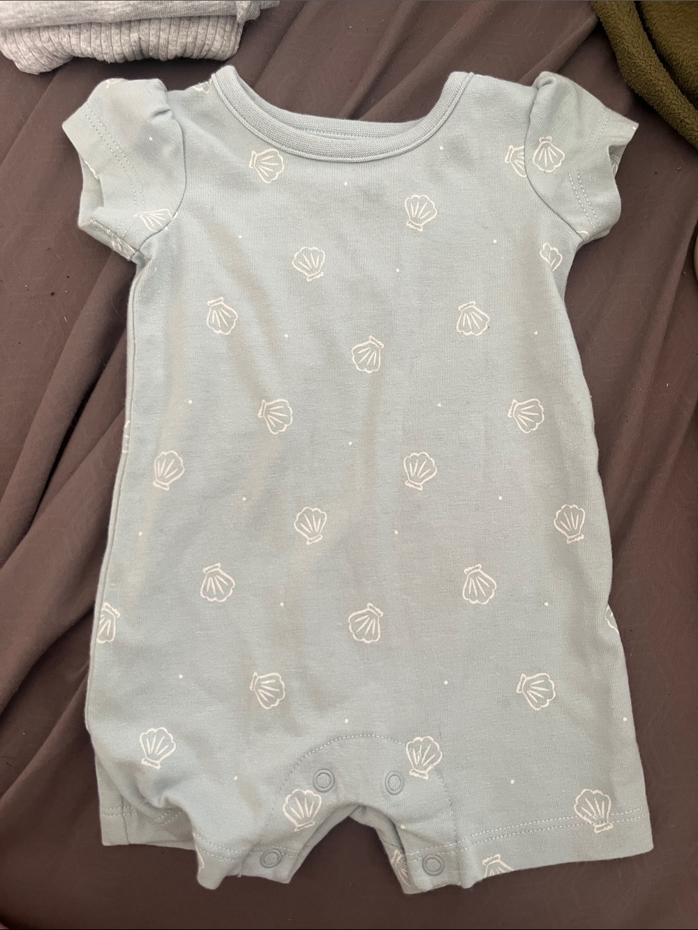 cloud island Light Blue Shell Print Baby One-Piece Bodysuit